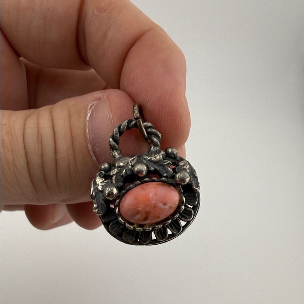 Vintage Silver and Pink Fob Watch